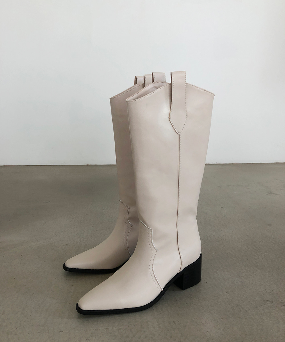 Long Western Boots [Ivory]