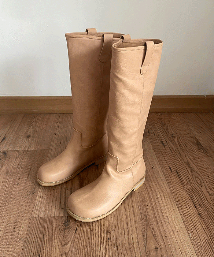 Round Beige Long Boots (230-250)
